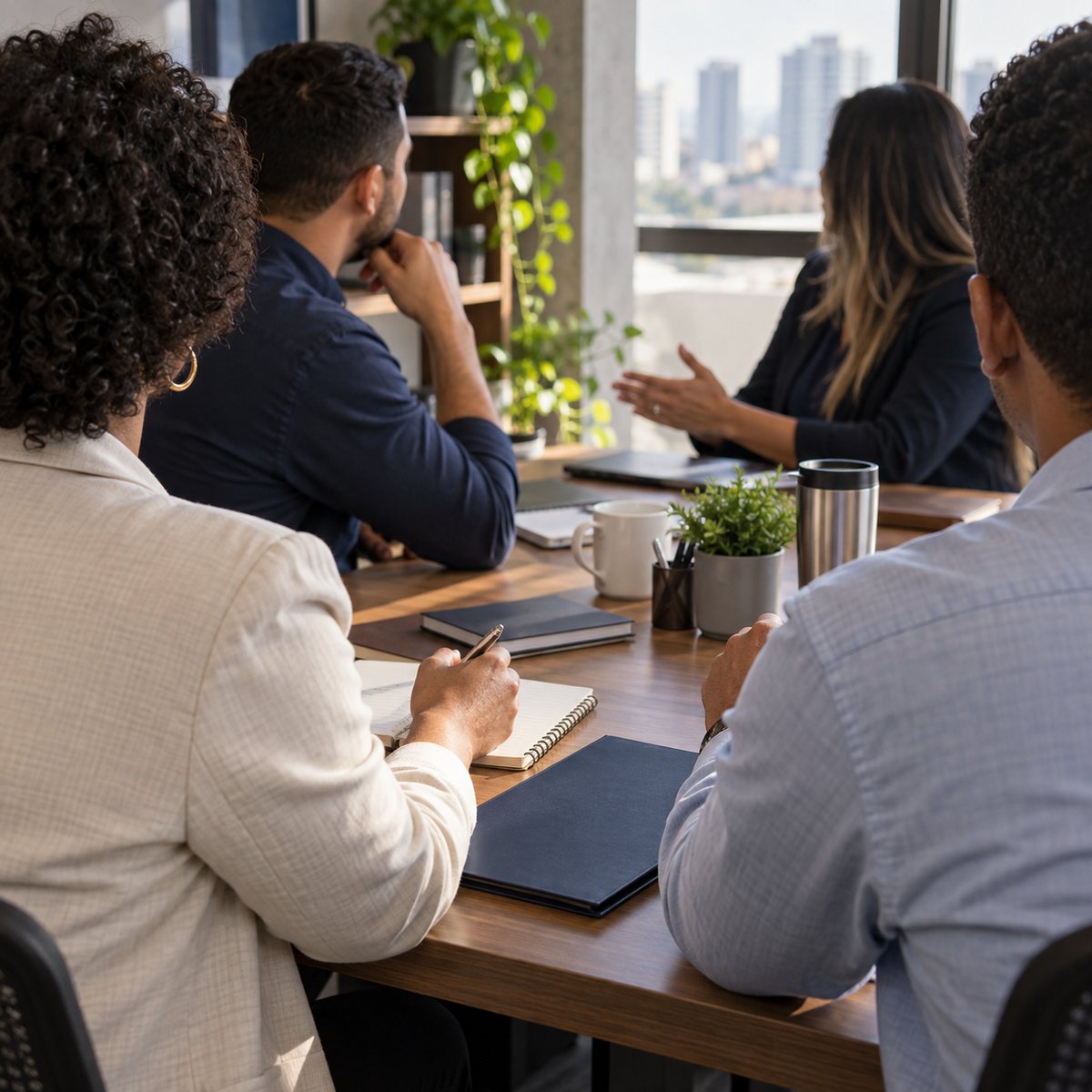Equipe de empresa em conversa respeitosa sobre prevenção ao assédio